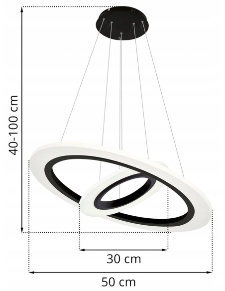 Lampa wisząca COSMO LED z regulacją, podwójne pierścienie w białym i czarnym – nowoczesne oświetlenie do wnętrz