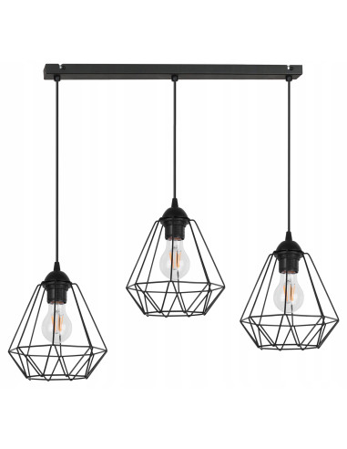 Lampa wisząca EDISON 60W na belce - nowoczesne oświetlenie do biura, jadalni, kuchni i salonu w trzech kolorach