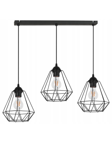 Lampa wisząca EDISON 60W na belce - nowoczesne oświetlenie do biura, jadalni, kuchni i salonu w trzech kolorach