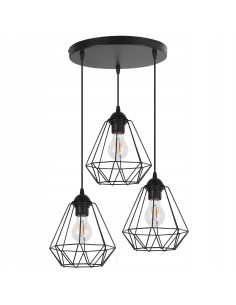 Lampa wisząca EDISON 3-płomienna E27 w kolorze czarnym - nowoczesne oświetlenie do salonu, jadalni i biura