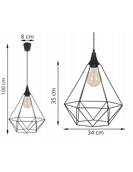Lampa sufitowa EDISON z regulacją wysokości – eleganckie oświetlenie w kolorze czarnym do wnętrz nowoczesnych
