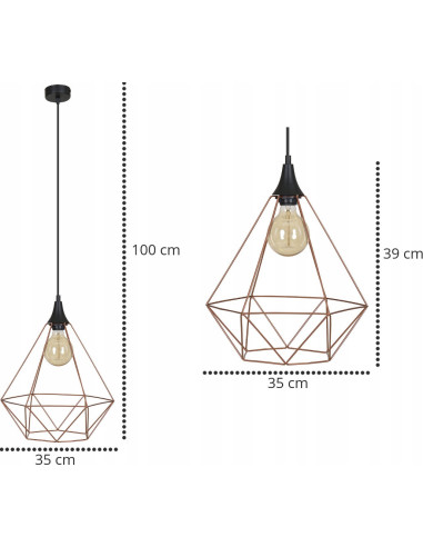 Lampa wisząca EDISON w miedzianym kloszu - nowoczesny akcent do biura, restauracji i eleganckich wnętrz.