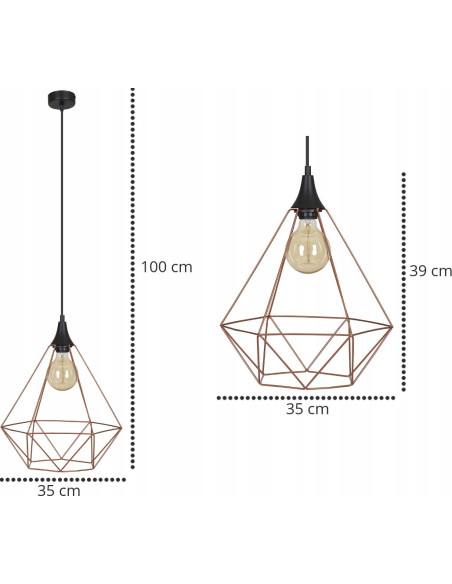 Lampa wisząca EDISON w miedzianym kloszu - nowoczesny akcent do biura, restauracji i eleganckich wnętrz.