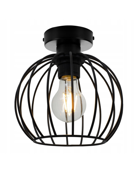 Plafon EDISON w stylu loftowym z okrągłym kloszem, czarny metal, 1xE27 60W - idealny do salonu i biura