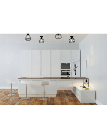 Plafon EDISON w stylu loftowym z okrągłym kloszem, czarny metal, 1xE27 60W - idealny do salonu i biura