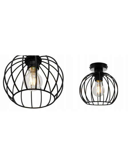 Plafon EDISON w stylu loftowym z okrągłym kloszem, czarny metal, 1xE27 60W - idealny do salonu i biura