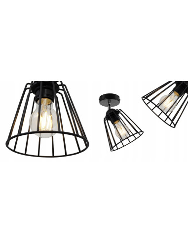 Lampa EDISON loftowa z regulowaną rączką, czarna metalowa, 25 cm – nowoczesne oświetlenie do korytarza i biura