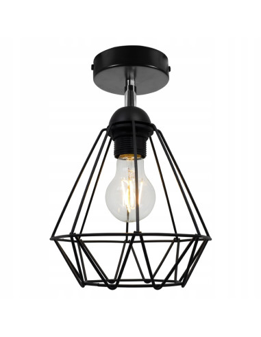 Lampa sufitowa EDISON E27 w stylu nowoczesnego diamentu - elegancki akcent do wnętrz w kolorze czarnym