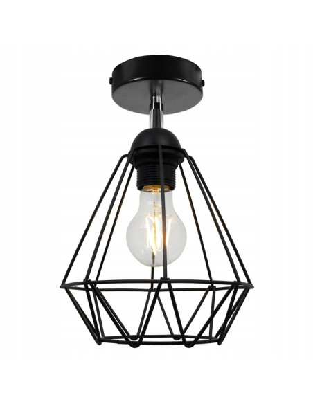Lampa sufitowa EDISON E27 w stylu nowoczesnego diamentu - elegancki akcent do wnętrz w kolorze czarnym