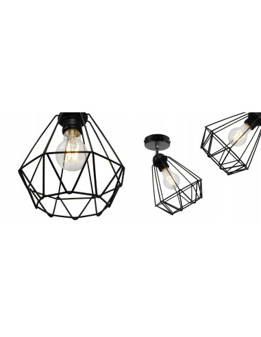 Lampa sufitowa EDISON E27 w stylu nowoczesnego diamentu - elegancki akcent do wnętrz w kolorze czarnym