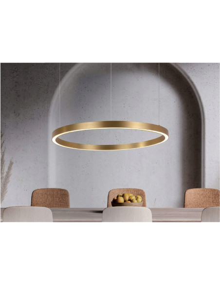 Lampa wisząca MIDWAY Triangle LED 60 cm w złotym wykończeniu, nowoczesna do salonu i jadalni, 35W, 3850 lumenów