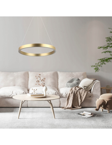 Lampa wisząca MIDWAY Triangle LED 60 cm w złotym wykończeniu, nowoczesna do salonu i jadalni, 35W, 3850 lumenów