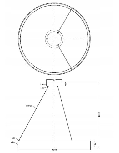 Lampa wisząca MIDWAY Triangle LED 60 cm w złotym wykończeniu, nowoczesna do salonu i jadalni, 35W, 3850 lumenów