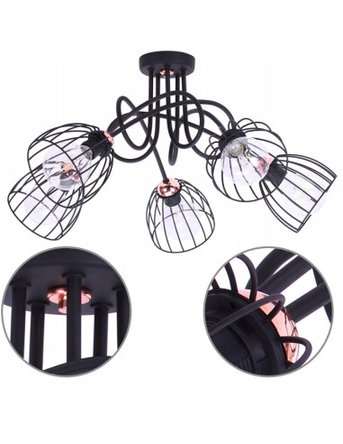 Żyrandol Edison - nowoczesne oświetlenie industrialne z różnorodnymi kloszami do salonu i jadalni