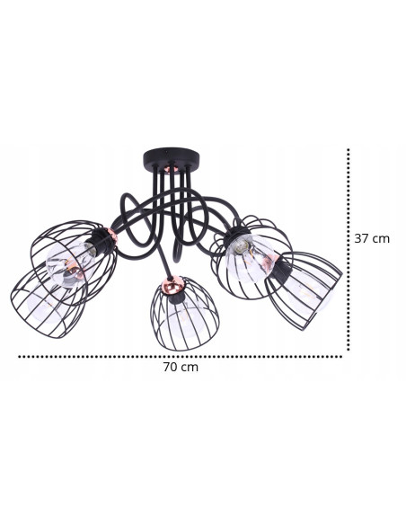 Żyrandol Edison - nowoczesne oświetlenie industrialne z różnorodnymi kloszami do salonu i jadalni