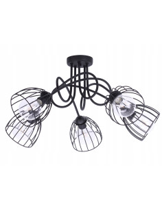 Lampa wisząca EDISON w stylu loftowym, czarna, 5-punktowa, idealna do klatki schodowej i nowoczesnych wnętrz.