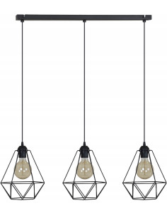 Potrójna lampa wisząca diamentowa Edison w czerni - nowoczesna dekoracja do biura, jadalni i salonu od Light Home