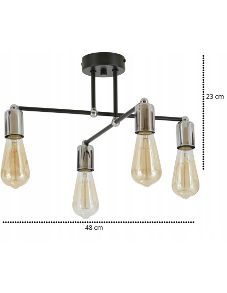 Lampa sufitowa EDISON w stylu awangardowym z metalową konstrukcją, idealna do nowoczesnych wnętrz.