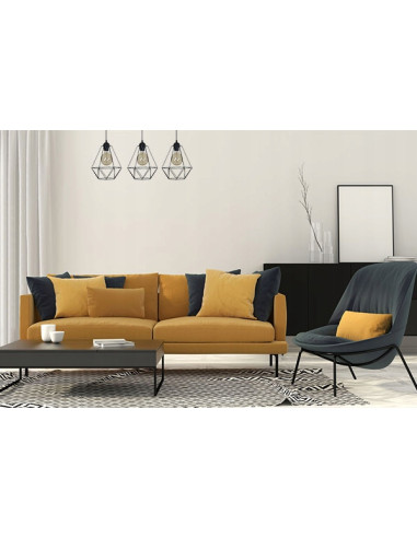 Potrójna lampa wisząca diamentowa Edison w czerni - nowoczesna dekoracja do biura, jadalni i salonu od Light Home