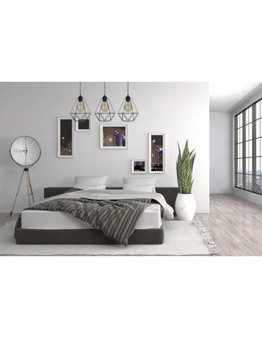 Potrójna lampa wisząca diamentowa Edison w czerni - nowoczesna dekoracja do biura, jadalni i salonu od Light Home