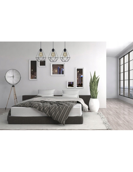 Potrójna lampa wisząca diamentowa Edison w czerni - nowoczesna dekoracja do biura, jadalni i salonu od Light Home