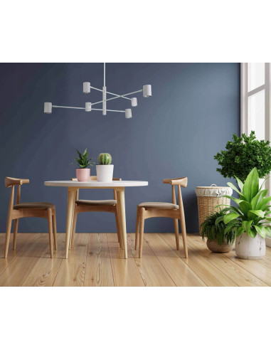 Elegancka lampa wisząca SNOW z regulowanymi ramionami, 6-punktowe oświetlenie, nowoczesny design w bieli