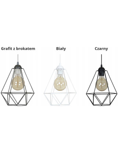 Potrójna lampa wisząca diamentowa Edison w czerni - nowoczesna dekoracja do biura, jadalni i salonu od Light Home