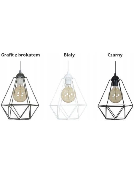 Potrójna lampa wisząca diamentowa Edison w czerni - nowoczesna dekoracja do biura, jadalni i salonu od Light Home
