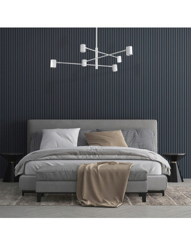 Elegancka lampa wisząca SNOW z regulowanymi ramionami, 6-punktowe oświetlenie, nowoczesny design w bieli