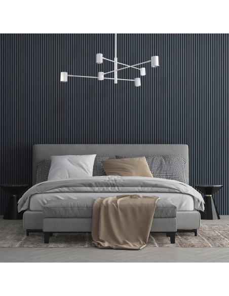 Elegancka lampa wisząca SNOW z regulowanymi ramionami, 6-punktowe oświetlenie, nowoczesny design w bieli