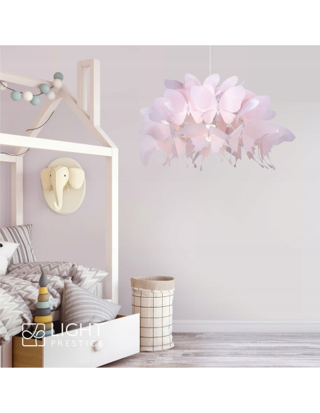 Lampa wisząca FARFALLA - różowe motyle, stylowy akcent do pokoju dziecięcego i nowoczesnych wnętrz.