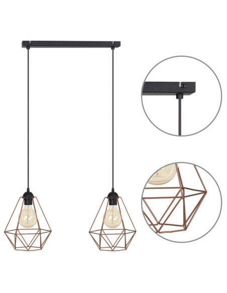 Lampa wisząca EDISON FUSION czarna – nowoczesny design, regulowana wysokość do biura, salonu i kawiarni.