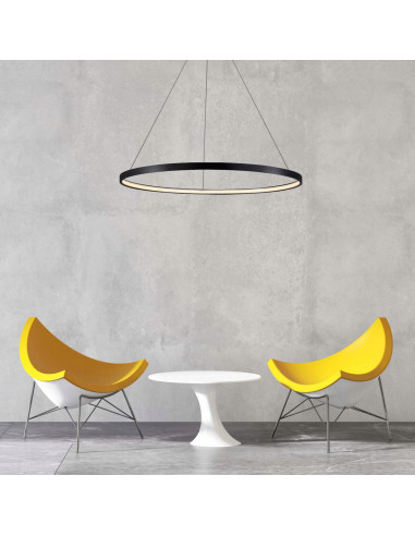 Nowoczesna czarna lampa wisząca LED RING z regulacją barwy światła - elegancki design od Light Prestige