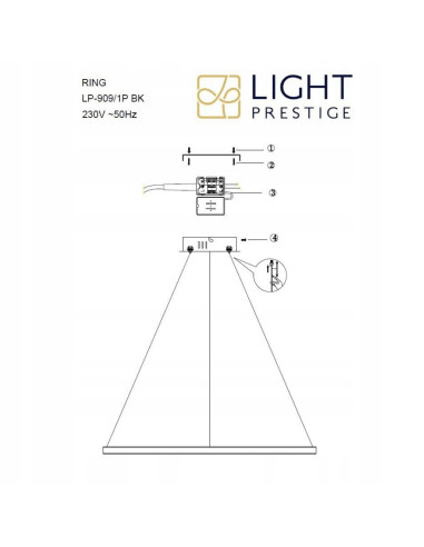 Nowoczesna czarna lampa wisząca LED RING z regulacją barwy światła - elegancki design od Light Prestige
