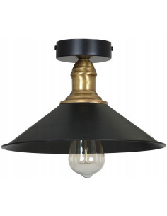 Plafon EDISON z metalowym kloszem i złotą rączką - elegancka lampa do kuchni i jadalni w stylu retro-modern