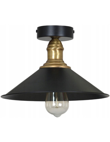 Plafon EDISON z metalowym kloszem i złotą rączką - elegancka lampa do kuchni i jadalni w stylu retro-modern