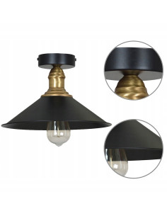 Plafon EDISON z metalowym kloszem i złotą rączką - elegancka lampa do kuchni i jadalni w stylu retro-modern 2