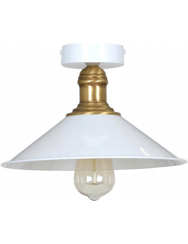 Plafon EDISON z metalowym kloszem i złotą rączką - elegancka lampa do kuchni i jadalni w stylu retro-modern