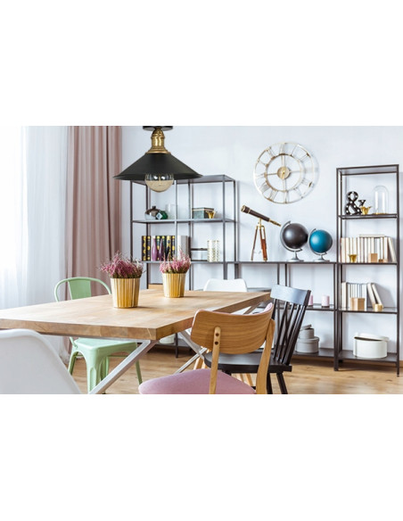 Plafon EDISON z metalowym kloszem i złotą rączką - elegancka lampa do kuchni i jadalni w stylu retro-modern