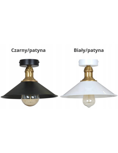 Plafon EDISON z metalowym kloszem i złotą rączką - elegancka lampa do kuchni i jadalni w stylu retro-modern