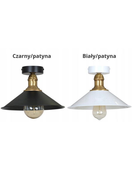 Plafon EDISON z metalowym kloszem i złotą rączką - elegancka lampa do kuchni i jadalni w stylu retro-modern