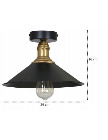 Plafon EDISON z metalowym kloszem i złotą rączką - elegancka lampa do kuchni i jadalni w stylu retro-modern