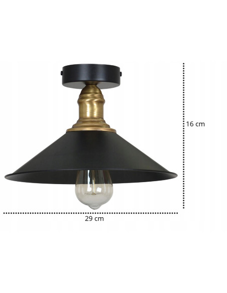 Plafon EDISON z metalowym kloszem i złotą rączką - elegancka lampa do kuchni i jadalni w stylu retro-modern