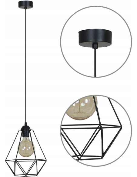 Lampa wisząca minimalistyczna EDISON E27 z metalowym kloszem – eleganckie oświetlenie do biura i jadalni