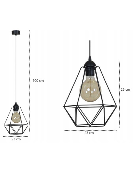 Lampa wisząca minimalistyczna EDISON E27 z metalowym kloszem – eleganckie oświetlenie do biura i jadalni