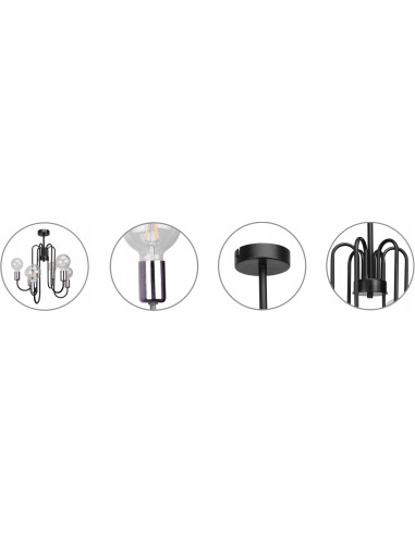 Lampa wisząca EDISON w chromie - nowoczesny żyrandol o unikalnym designie do loftowych i klasycznych wnętrz