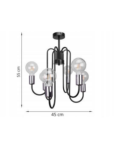 Lampa wisząca EDISON w chromie - nowoczesny żyrandol o unikalnym designie do loftowych i klasycznych wnętrz