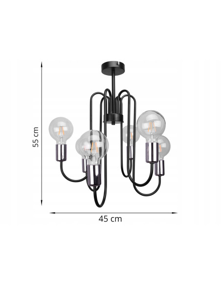 Lampa wisząca EDISON w chromie - nowoczesny żyrandol o unikalnym designie do loftowych i klasycznych wnętrz