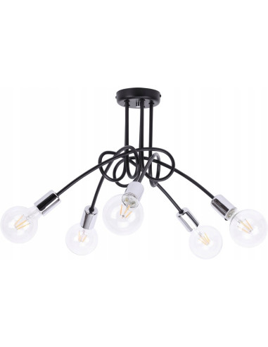 Lampa sufitowa EDISON w stylu loft z chromowanym wykończeniem - nowoczesne oświetlenie do salonu i jadalni