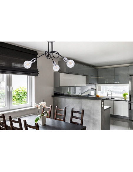 Lampa sufitowa EDISON 60W w kolorze chromowanym, minimalistyczna, idealna do salonu, sypialni i kuchni.